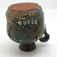 Toothy Small Folk Art Pottery Face Jugs - A Pair