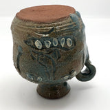 Toothy Small Folk Art Pottery Face Jugs - A Pair