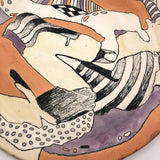 Funky Abstract Hand-painted Ceramic Plate Signed Monk - Larger of Two