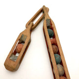 Charming Old Carved, Painted Whimsy with Linked Balls in Cages