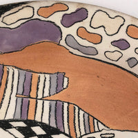 Funky Abstract Hand-painted Ceramic Plate Signed Monk - Larger of Two