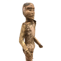 Very Old, Very Expressive Tall Papier Mache over Wood Figure with Beautifully Carved Face