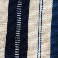 Gorgeous, Finely Handwoven Cream and Blue Striped Large Wool Textile