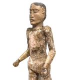 Very Old, Very Expressive Tall Papier Mache over Wood Figure with Beautifully Carved Face