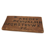 Antique Wood Slide Top Box Lid with Carved Alphabet