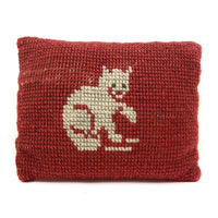 Antique Needlepoint Cat Pillow
