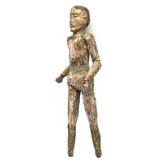 Very Old, Very Expressive Tall Papier Mache over Wood Figure with Beautifully Carved Face