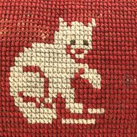 Antique Needlepoint Cat Pillow