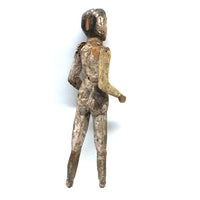 Very Old, Very Expressive Tall Papier Mache over Wood Figure with Beautifully Carved Face