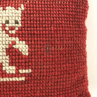 Antique Needlepoint Cat Pillow