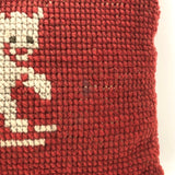 Antique Needlepoint Cat Pillow