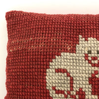 Antique Needlepoint Cat Pillow