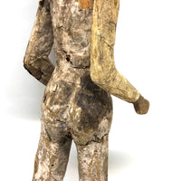 Very Old, Very Expressive Tall Papier Mache over Wood Figure with Beautifully Carved Face