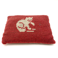Antique Needlepoint Cat Pillow