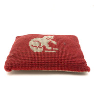 Antique Needlepoint Cat Pillow