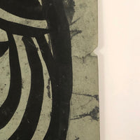 Ink Painting of Man in Partial Profile on Green Paper