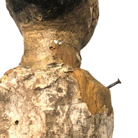 Very Old, Very Expressive Tall Papier Mache over Wood Figure with Beautifully Carved Face