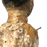 Very Old, Very Expressive Tall Papier Mache over Wood Figure with Beautifully Carved Face