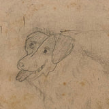 Two Girls and Dog, Sketchbook Drawings by Emma Ackerley, Sing Sing NY, 1870