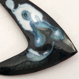 Mid-Century Enamel on Copper Boomerang Shaped Pin