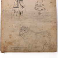 Two Girls and Dog, Sketchbook Drawings by Emma Ackerley, Sing Sing NY, 1870