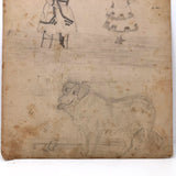Two Girls and Dog, Sketchbook Drawings by Emma Ackerley, Sing Sing NY, 1870
