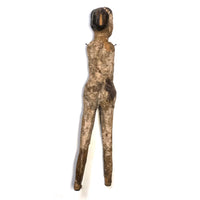 Very Old, Very Expressive Tall Papier Mache over Wood Figure with Beautifully Carved Face