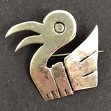 Sterling Silver Peruvian Bird-Shaped Pin in the Manner of Graciella Laffi