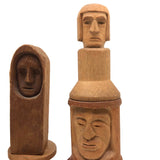 Curious Lot of Heads Hand-carved from Old Spools