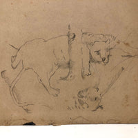 Two Girls and Dog, Sketchbook Drawings by Emma Ackerley, Sing Sing NY, 1870