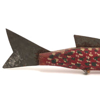 Red with Green and White Spots Old Folk Art Ice Fishing Decoy