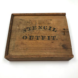 Assorted Brass Stencils in Old "Stencil Outfit" Slide Top Box, c. 1940s