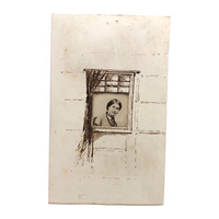 Wonderful Antique CDV Photo Portrait with Homemade Hand-drawn Mount