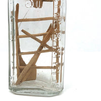 Vintage Folk Art Bottle Whimsy with Ladder, Axe, Cross