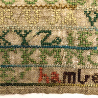Antique c. 1880s Miniature Sampler with Out of Order Alphabet!