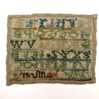 Antique c. 1880s Miniature Sampler with Out of Order Alphabet!
