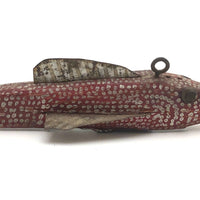 Marvelous Red with Silver Spots Old Folk Art Ice Fishing Decoy