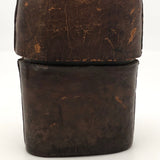 Antique Handblown Glass Hip Flask with Leather Cover