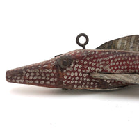 Marvelous Red with Silver Spots Old Folk Art Ice Fishing Decoy