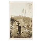Hiker with Heavy Load, Antique Real Photo Postcard