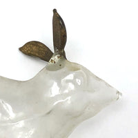 Marvelous Molded Blown Glass Gilded Rabbit Shaped Perfume Bottle with Stopper