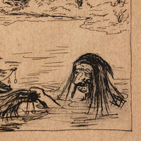 Ink on Paper 19th Century "Auld Lang Syne"  Man and Bear Friends Drawing