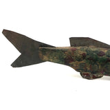 Mottled Green and Gold Old Folk Art Ice Fishing Decoy