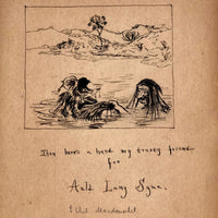 Ink on Paper 19th Century "Auld Lang Syne"  Man and Bear Friends Drawing