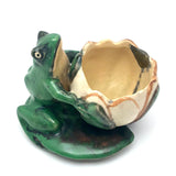 Wonderful 1920s Weller Pottery Frog on Lily Pad Planter - repaired, but great