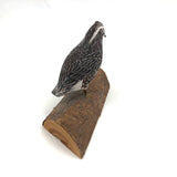 SOLD Delicately Carved and Painted Perched Quail by Maine Carver L.W Slevans