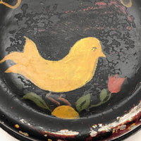 Sweet Old Tole Painted Buttons Tin with Bird