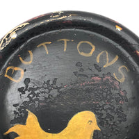 Sweet Old Tole Painted Buttons Tin with Bird