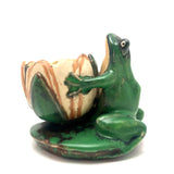Wonderful 1920s Weller Pottery Frog on Lily Pad Planter - repaired, but great