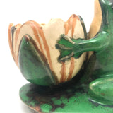 Wonderful 1920s Weller Pottery Frog on Lily Pad Planter - repaired, but great